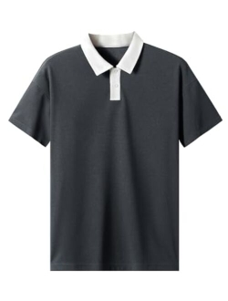 JMIERR Men's Polo Shirts Short Sleeve Quarter Button Casual Waffle Knit Polo Shirt Tennis T-Shirt
