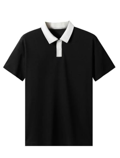 JMIERR Men's Polo Shirts Short Sleeve Quarter Button Casual Waffle Knit Polo Shirt Tennis T-Shirt