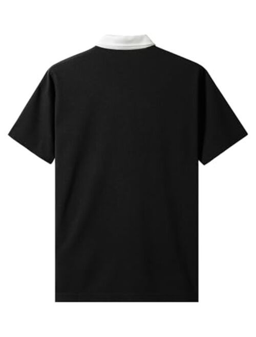 JMIERR Men's Polo Shirts Short Sleeve Quarter Button Casual Waffle Knit Polo Shirt Tennis T-Shirt