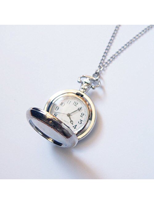 Joyplancraft Alice in Wonderland Inspired Pocket Watch Necklace Mr. White Rabbit Mysterious Garden Dome Necklace