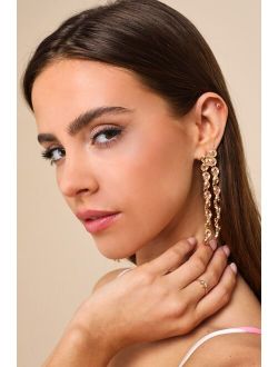 Casa Clara Radiant Stance Gold 14KT Rhinestone Drop Statement Earrings