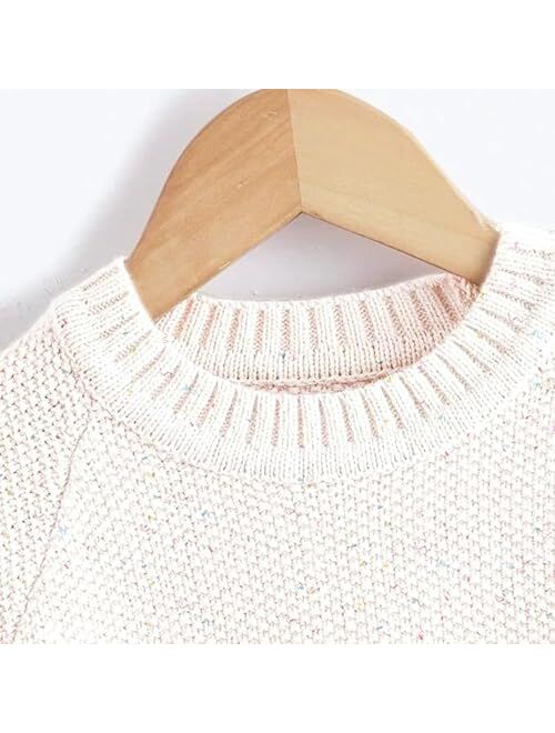 MSTOZE Baby Boy Girls Cable Knit Sweater Long Sleeve Round Neck - Unisex Kids Pure Color Cotton Pullover,for 6M-4T Infant