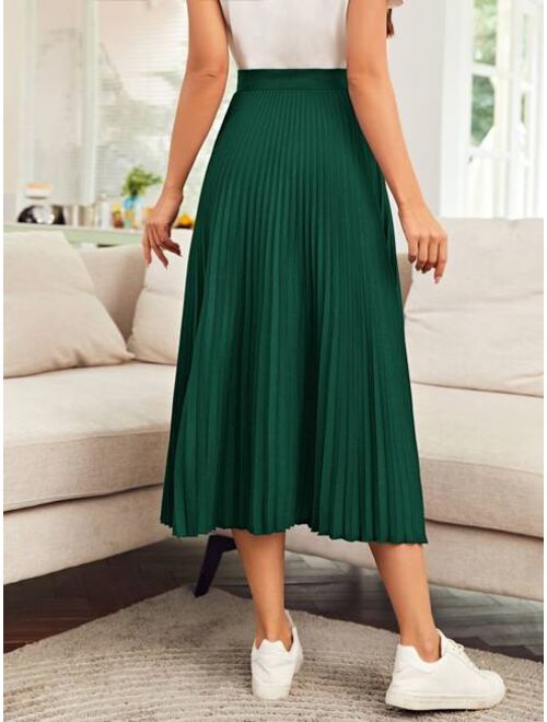 SHEIN Mulvari High Waist Solid Pleated Skirt