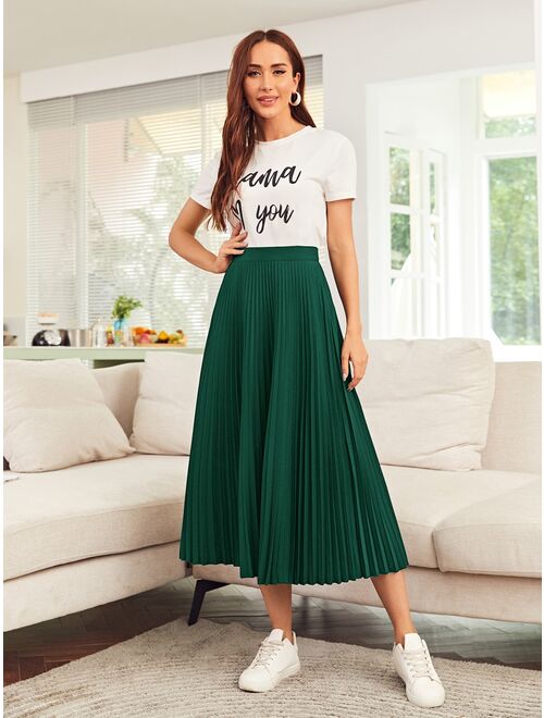 SHEIN Mulvari High Waist Solid Pleated Skirt