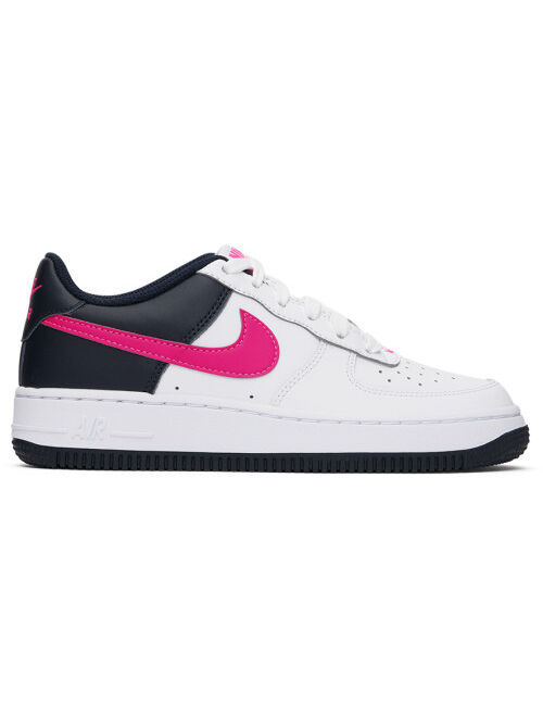NIKE Kids White & Pink Air Force 1 Big Kids Sneakers