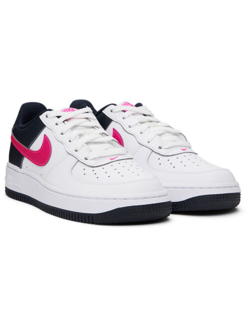 NIKE Kids White & Pink Air Force 1 Big Kids Sneakers