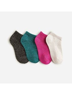 Girls' metallic ankle socks four-pack