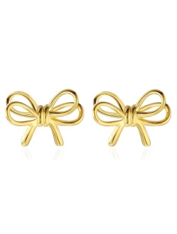 Lezmoii Bow Earrings Gold Bow Earrings for Women Ribbon Earrings Bow Jewelry