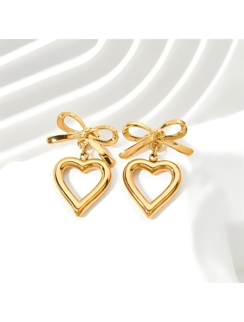 Lezmoii Bow Earrings Gold Bow Earrings for Women Ribbon Earrings Bow Jewelry