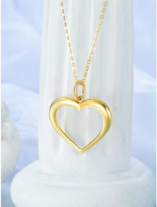 FENCCI 14K Gold Heart Necklace for Women, Gold Heart Pendant Necklace Classic Fine Jewelry Anniversary Birthday Christmas Gifts for Women Girls Mom Wife Girlfriend Her, 1