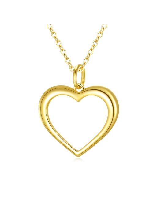FENCCI 14K Gold Heart Necklace for Women, Gold Heart Pendant Necklace Classic Fine Jewelry Anniversary Birthday Christmas Gifts for Women Girls Mom Wife Girlfriend Her, 1