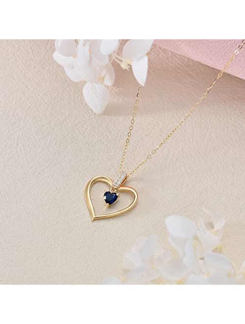 YDD 14K Solid Gold Heart Necklaces for Women Pendant Necklace Jewelry Gifts for Women Mom/Wife/Girlfriend 16-18