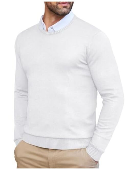 COOFANDY Men's Dress Crew Neck Sweater Slim Fit Lightweight Long Sleeve Sweater