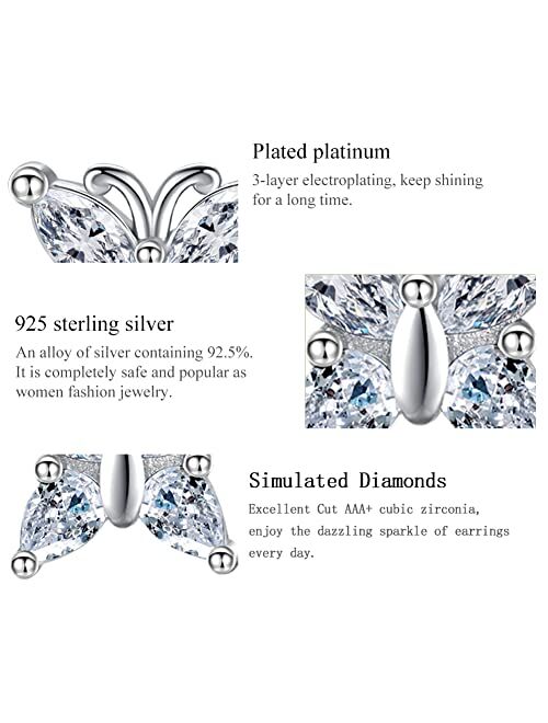 Betty&Sarah Cute Butterfly Cat Ladybug Unicorn Turtle Angel Flamingo Stud Earrings for Girls and Women - Sterling Silver Hypoallergenic Animal Earrings with Secure Screw 