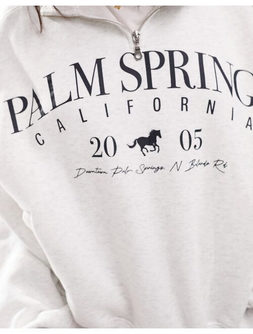 Bershka 1/4 'Palm Springs' sweatshirt in gray