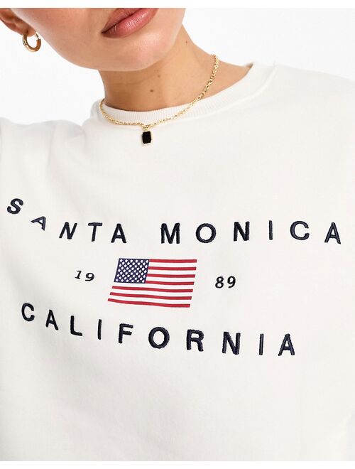 Stradivarius California sweatshirt in ecru