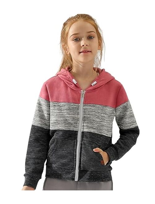 DOUBLJU Lightweight Thin Zip-Up Hoodie Sweatshirts for Youth Girls