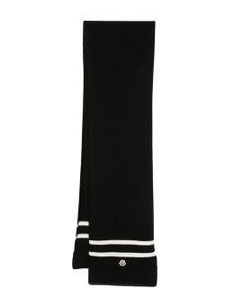 striped-edge wool-blend scarf