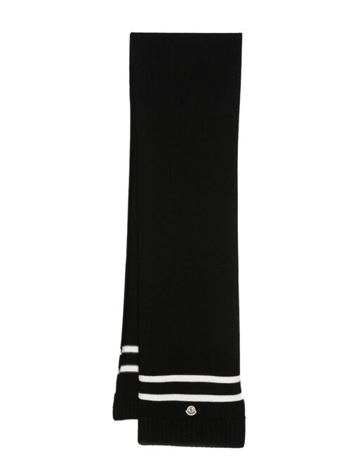 Moncler striped-edge wool-blend scarf