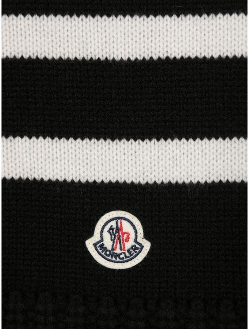 Moncler striped-edge wool-blend scarf