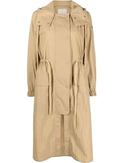 drawstring-waist hooded coat