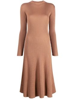 logo-appliqu wool-blend dress