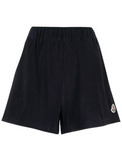 logo-patch velour shorts