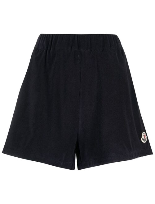 Moncler logo-patch velour shorts