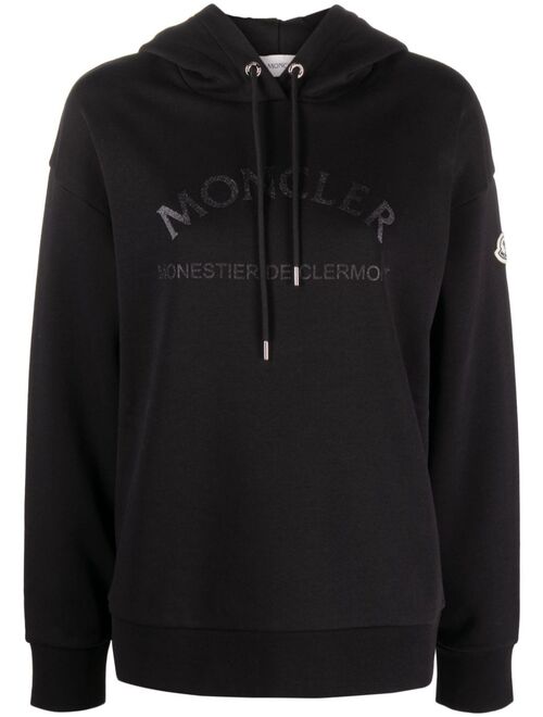 Moncler glitter logo-print hoodie
