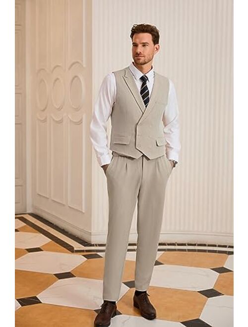 GRACE KARIN Men's Suit Vest Business Formal Dress Waistcoat Vest with 3 Pockets for Suit or Tuxedo
