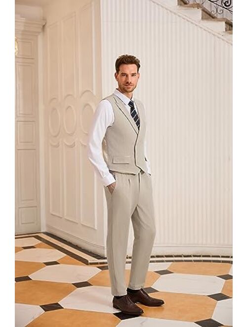 GRACE KARIN Men's Suit Vest Business Formal Dress Waistcoat Vest with 3 Pockets for Suit or Tuxedo