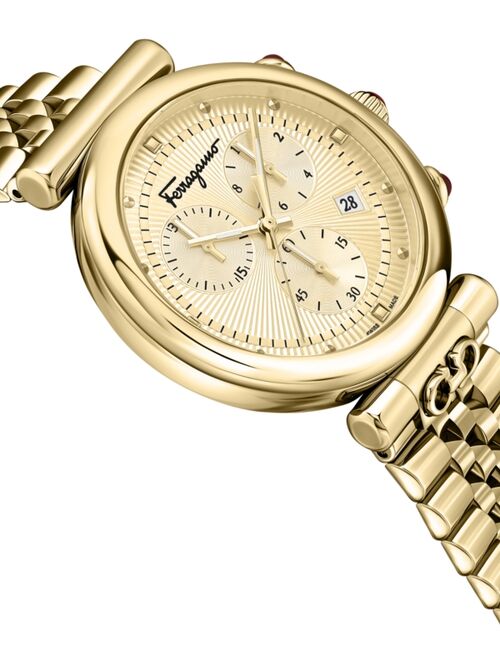 SALVATORE FERRAGAMO Women's Swiss Chronograph Ora Gold Ion-Plated Stainless Steel Bracelet Watch 40mm