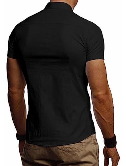 Dokotoo Men Men's Dress Shirts Short Sleeve Business Casual Wrinkle Free Button Down Shirt