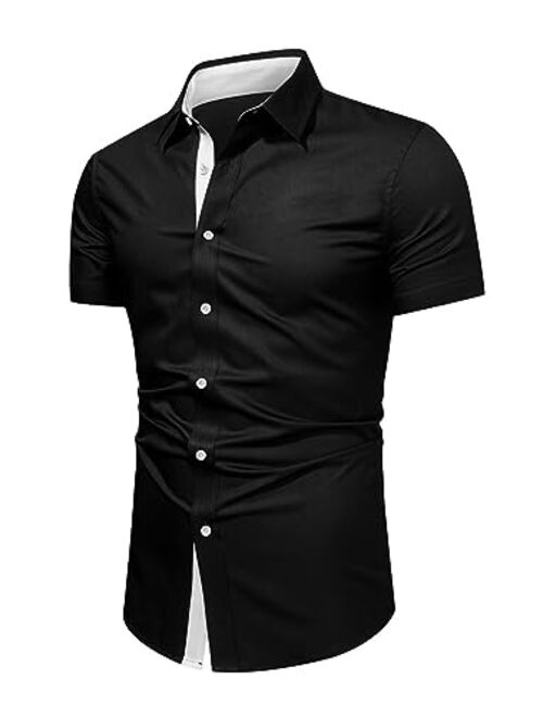 Dokotoo Men Men's Dress Shirts Short Sleeve Business Casual Wrinkle Free Button Down Shirt