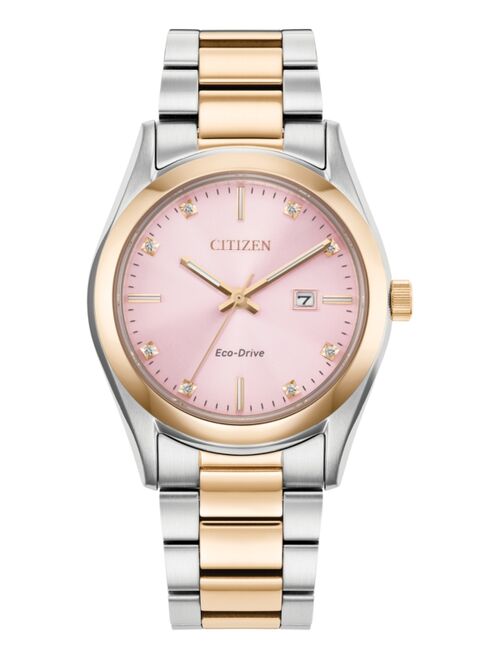 CITIZEN Eco-Drive Women's Sport Luxury Diamond Accent Two Tone Stainless Steel Bracelet Watch 33mm