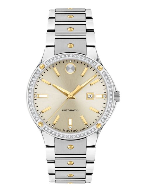 MOVADO Women's Se Automatic Swiss Automatic Silver-Tone Stainless Steel Yellow PVD Bracelet Watch 33mm