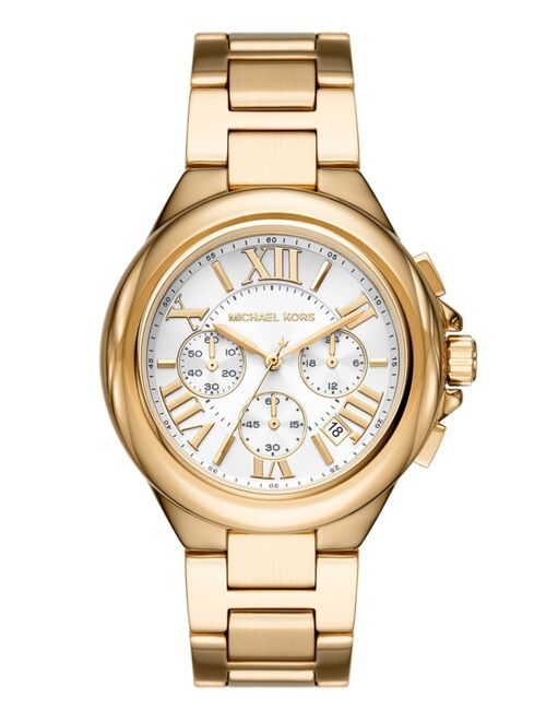 MICHAEL KORS Women's Camille Chronograph Gold-Tone Stainless Steel Bracelet Watch 43mm