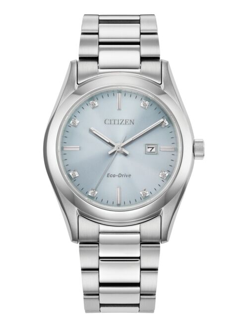 CITIZEN Eco-Drive Women's Sport Luxury Diamond Accent Stainless Steel Bracelet Watch 33mm