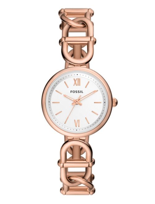 FOSSIL Women's Carlie Three-Hand Rose Gold-Tone Stainless Steel Watch, 30mm