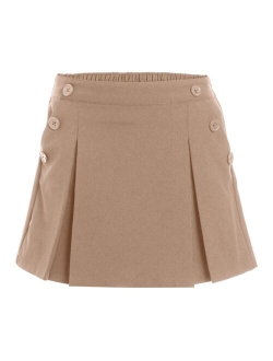 Big Girls Uniform Button Pockets Elastic Waist Scooter Skorts