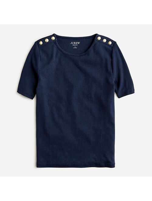 J.Crew Perfect-fit elbow-sleeve T-shirt with buttons