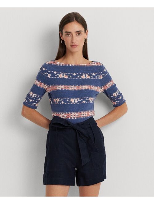 Polo Ralph Lauren LAUREN RALPH LAUREN Women's Print Stretch Cotton Boatneck Tee