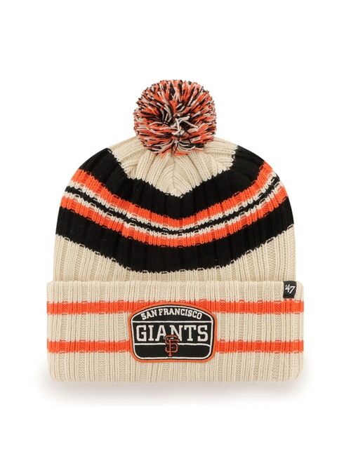 '47 BRAND Men's Natural San Francisco Giants Home Patch Cuffed Knit Hat with Pom