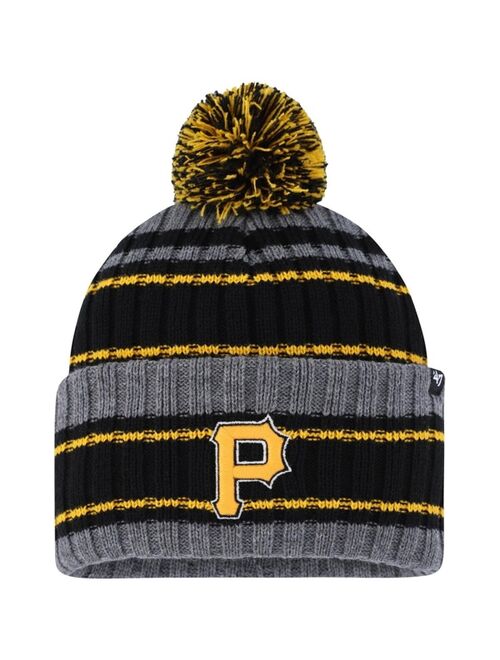 '47 BRAND Men's Gray, Black Pittsburgh Pirates Rexford Cuffed Knit Hat with Pom