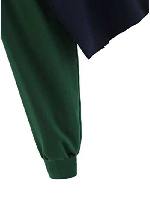 SweatyRocks Women's Letter Print Color Block Crop Sweatshirt Long Sleeve Pullover Tops