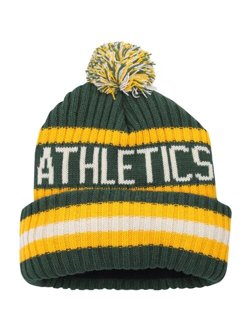 '47 BRAND Men's Green Oakland Athletics Bering Cuffed Knit Hat with Pom
