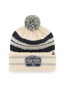 '47 BRAND Men's Natural Penn State Nittany Lions Hone Patch Cuffed Knit Hat with Pom