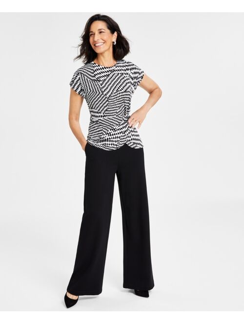 I.N.C. INTERNATIONAL CONCEPTS Women's Printed Extended-Shoulder Twist-Front Top, Created for Macy's