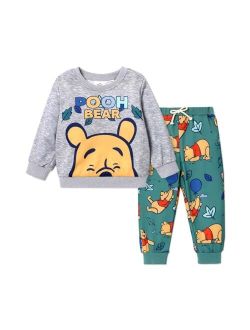 Winnie the Pooh Toddler Boy Girl Character Pattern Fun Print Pants Set Sweatshirt Outfits Tracksuit