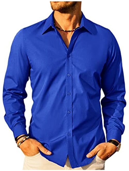 PJ PAUL JONES Men's Business Casual Long Sleeves Dress Shirts
